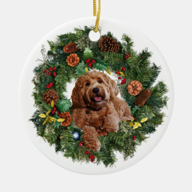 De Cerâmica Ornamento cerâmico com doodle dourado (Frente)