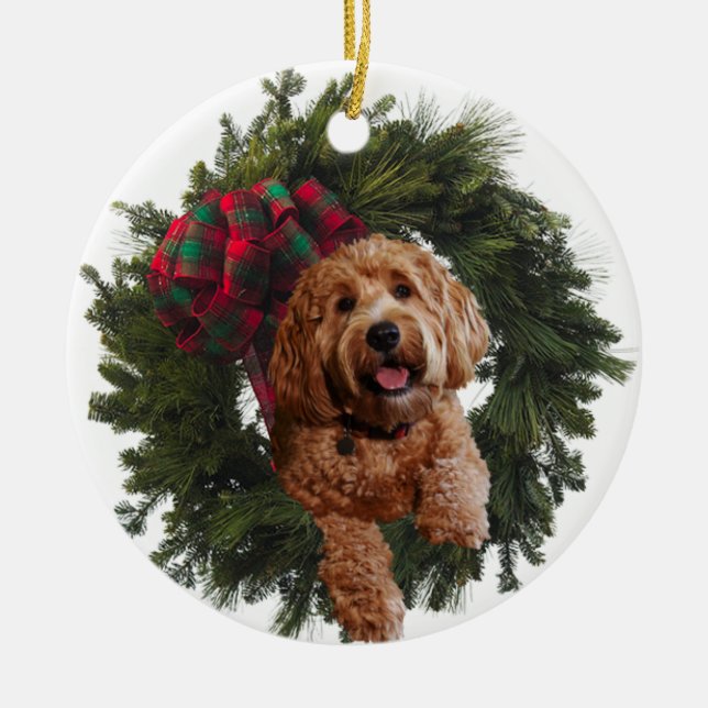 De Cerâmica Ornamento cerâmico com doodle dourado (Frente)