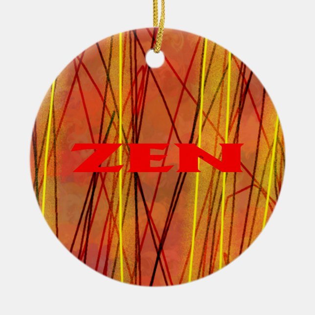 De Cerâmica ornamento cerâmico com fios vermelhos Zen (Frente)