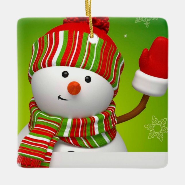 De Cerâmica Ornamento cerâmico Cute Snowman (Frente)