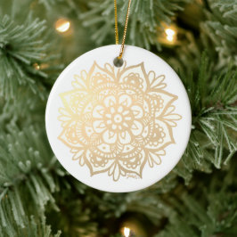 De Cerâmica Ornamento Cerâmico da Flor Chic Dourada Mandala Bo