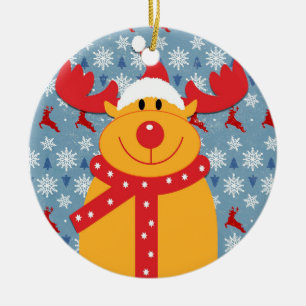 De Cerâmica Ornamento cerâmico da rena legal do Natal