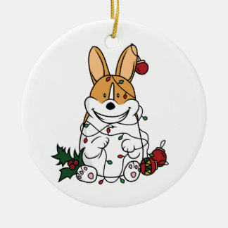 De Cerâmica Ornamento cerâmico do Corgi do Natal