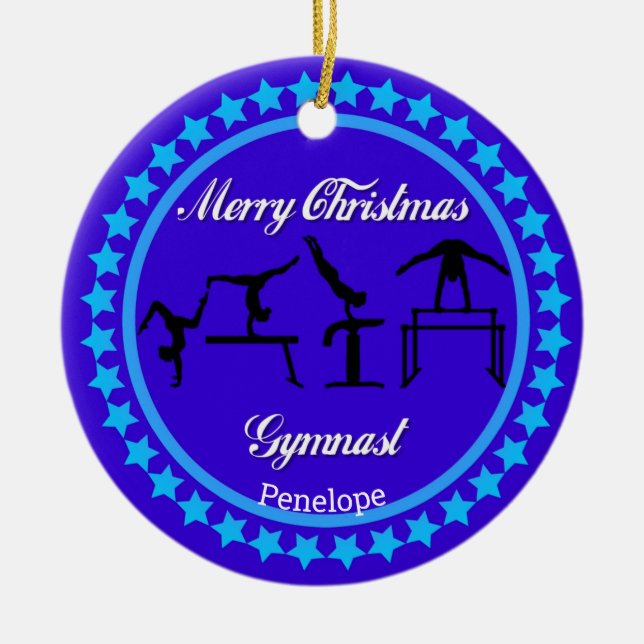 De Cerâmica Ornamento cerâmico do ginasta Feliz Natal (Frente)