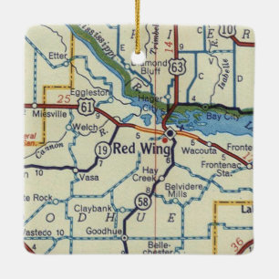 De Cerâmica Ornamento Cerâmico do Mapa Vintage da Red Wing MN