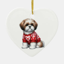 De Cerâmica Ornamento cerâmico do Namorados Shih Tzu Dog