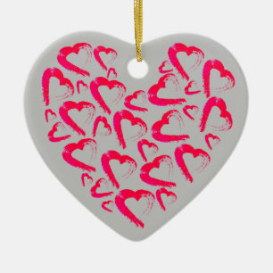 De Cerâmica Ornamento cerâmico do Red Hearts