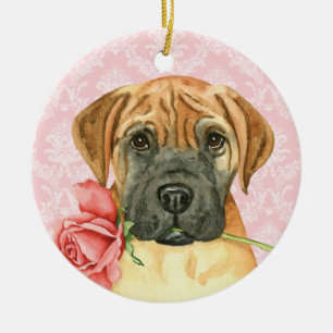 De Cerâmica Ornamento cerâmico do Rosa namorados Bullmastiff