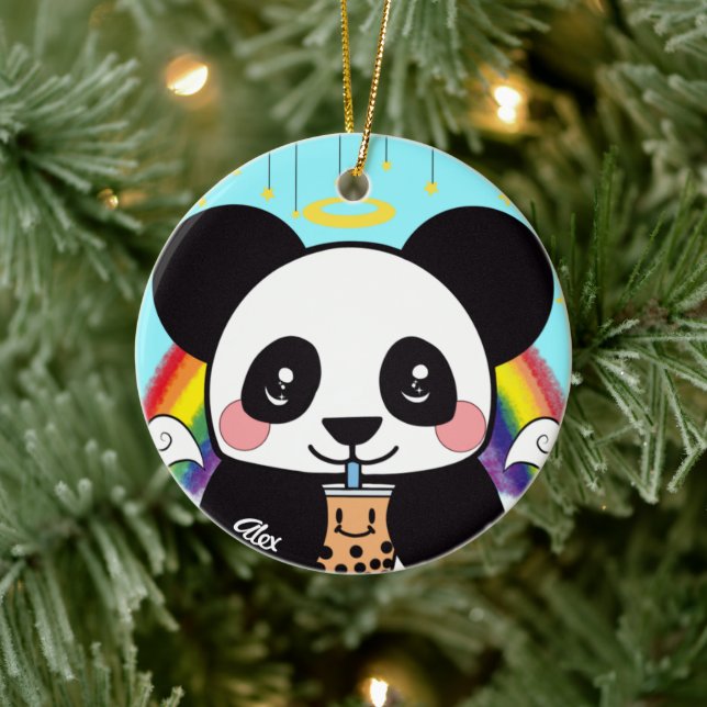 De Cerâmica Ornamento cerâmico do Urso Kawaii Boba Panda (Árvore)
