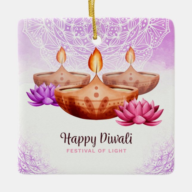 De Cerâmica Ornamento cerâmico Happy Diwali (Frente)