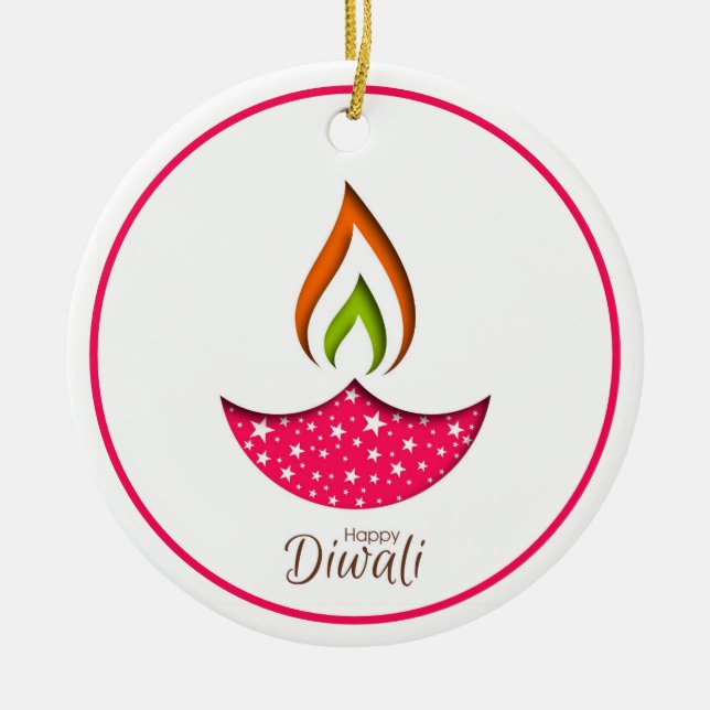 De Cerâmica Ornamento cerâmico Happy Diwali (Frente)
