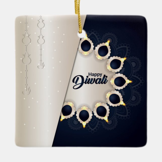 De Cerâmica Ornamento cerâmico Happy Diwali (Frente)