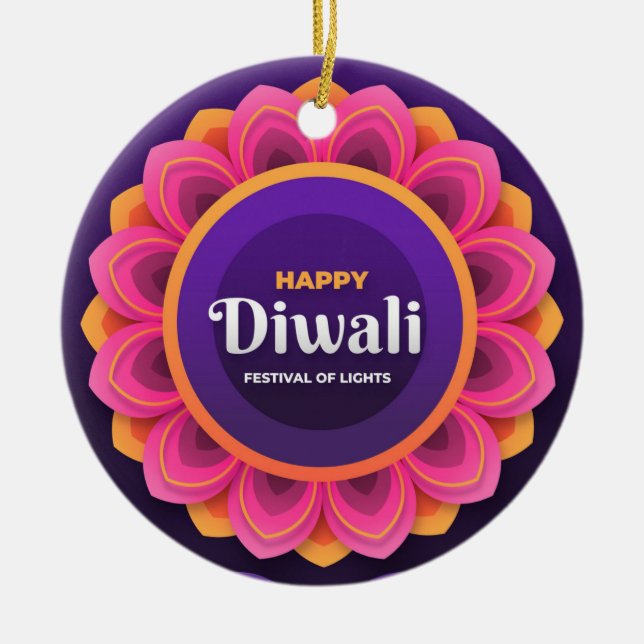 De Cerâmica Ornamento cerâmico Happy Diwali (Frente)