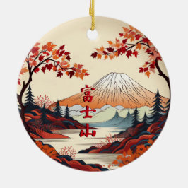 De Cerâmica Ornamento Cerâmico Japonês do Monte Fuji no outono