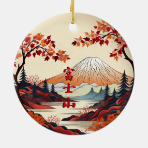 De Cerâmica Ornamento Cerâmico Japonês do Monte Fuji no outono