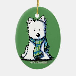 De Cerâmica Ornamento Cerâmico KiniArt Winter Scarf Westie