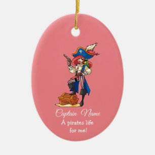 De Cerâmica Ornamento cerâmico LADY pirata rosa