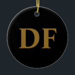 De Cerâmica Ornamento cerâmico monograma Dourado<br><div class="desc">Ornamento cerâmico monograma Dourado</div>