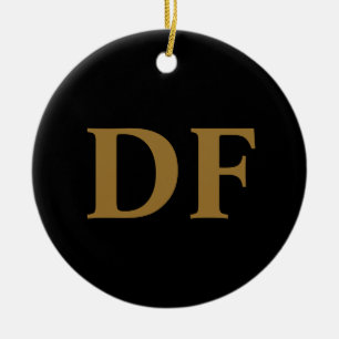 De Cerâmica Ornamento cerâmico monograma Dourado