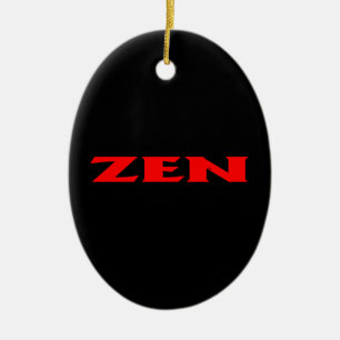De Cerâmica Ornamento cerâmico oval preto Zen vermelho