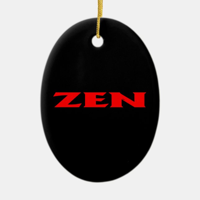 De Cerâmica Ornamento cerâmico oval preto Zen vermelho (Frente)