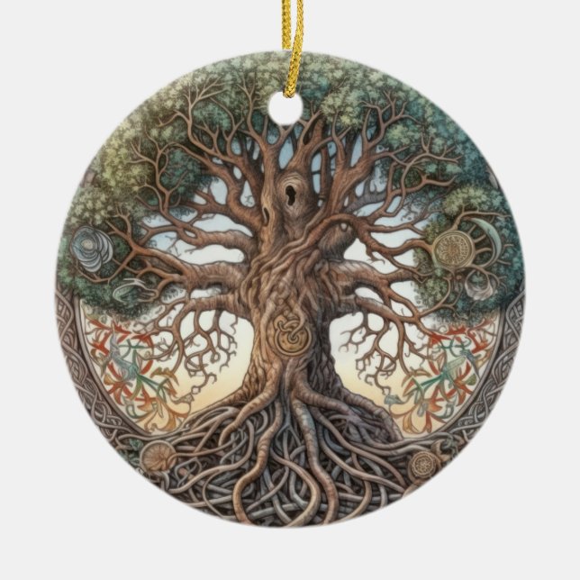 De Cerâmica Ornamento Cerâmico Pagan Tree of Life (Frente)