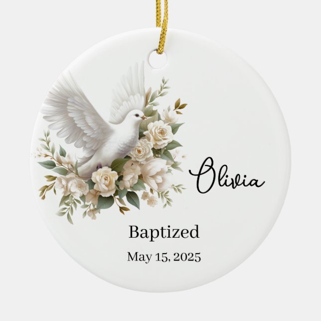 De Cerâmica Ornamento cerâmico personalizado do batismo (Frente)