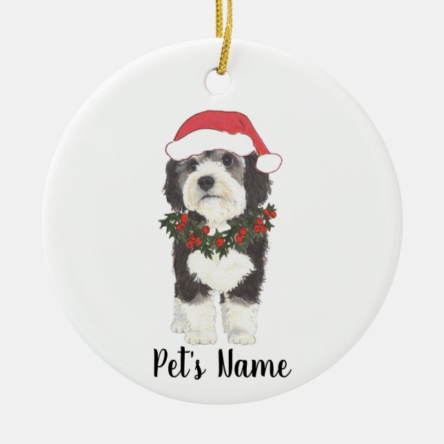 De Cerâmica Ornamento cerâmico personalizado do Bernedoodle (Frente)