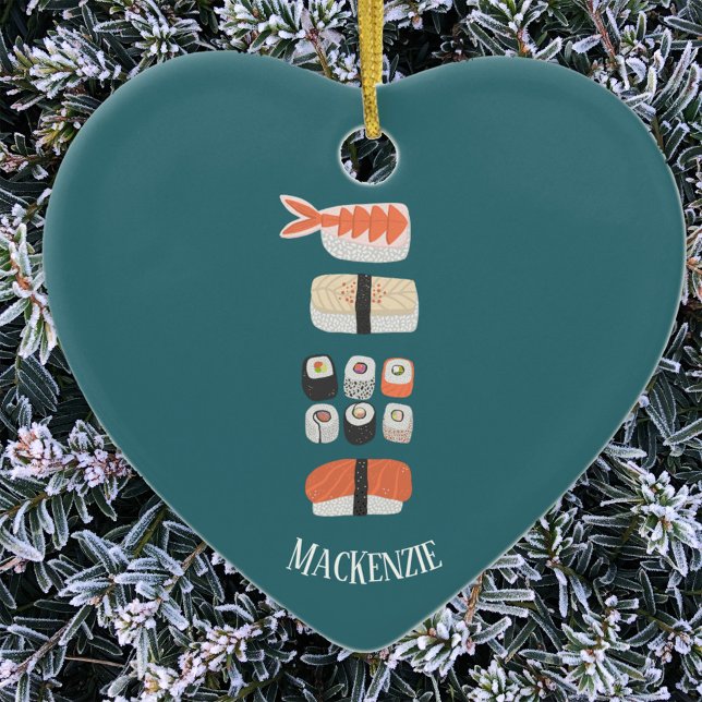 De Cerâmica Ornamento Cerâmico Personalizado Sushi Lover (Sushi lover personalized custom name ceramic ornament)