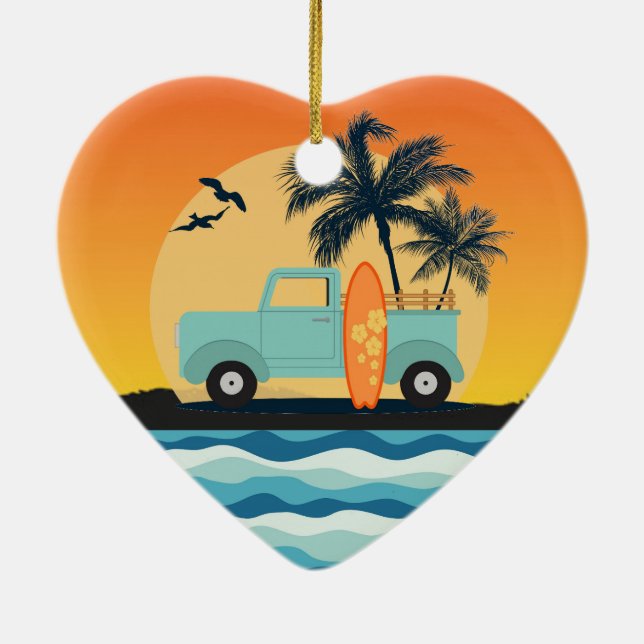 De Cerâmica Ornamento Cerâmico Retro Surfing (Verso)