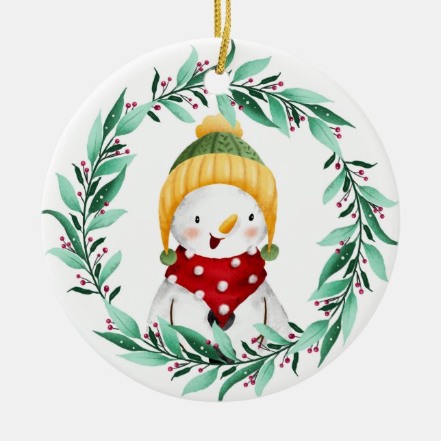 De Cerâmica Ornamento cerâmico Snowman (Frente)