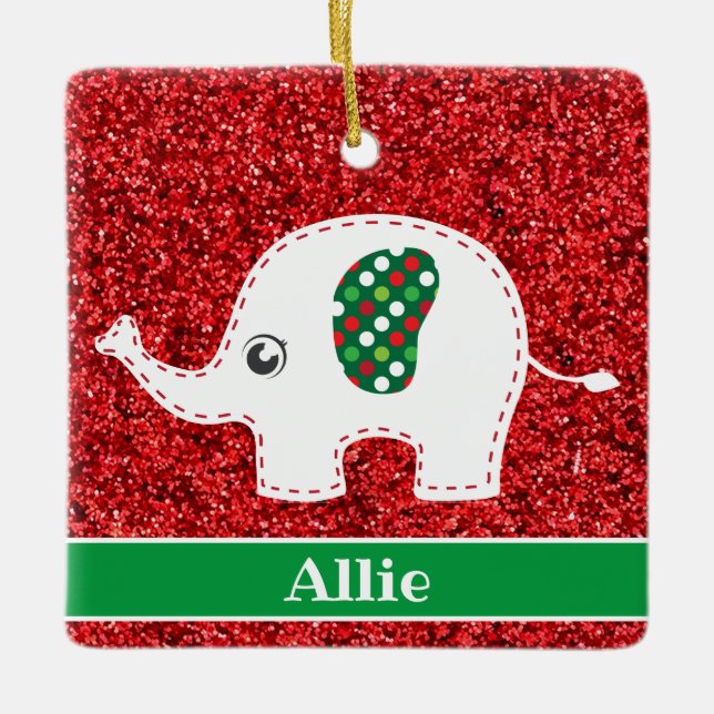 De Cerâmica Ornamento cerâmico vermelho-elefante branco (Frente)