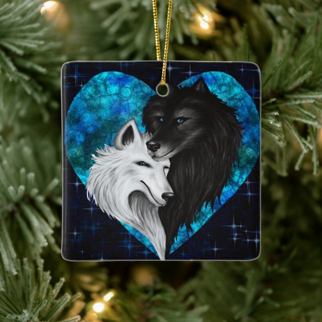 De Cerâmica Ornamento cerâmico - Wolf Heart (Árvore)