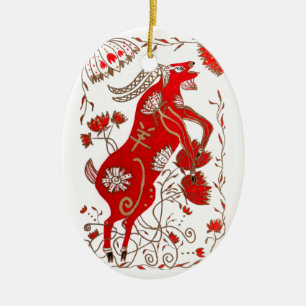 De Cerâmica Ornamento chinês da astrologia dos carneiros