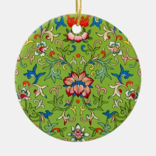 De Cerâmica Ornamento Chinês Vintage Owen Jones Floral Verde