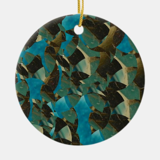 De Cerâmica Ornamento circular azul mosaico (Frente)