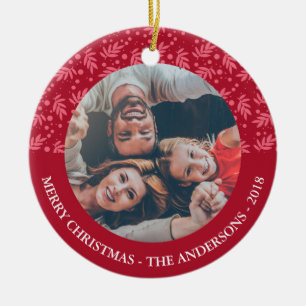 De Cerâmica Ornamento clássico da foto do Feliz Natal do test