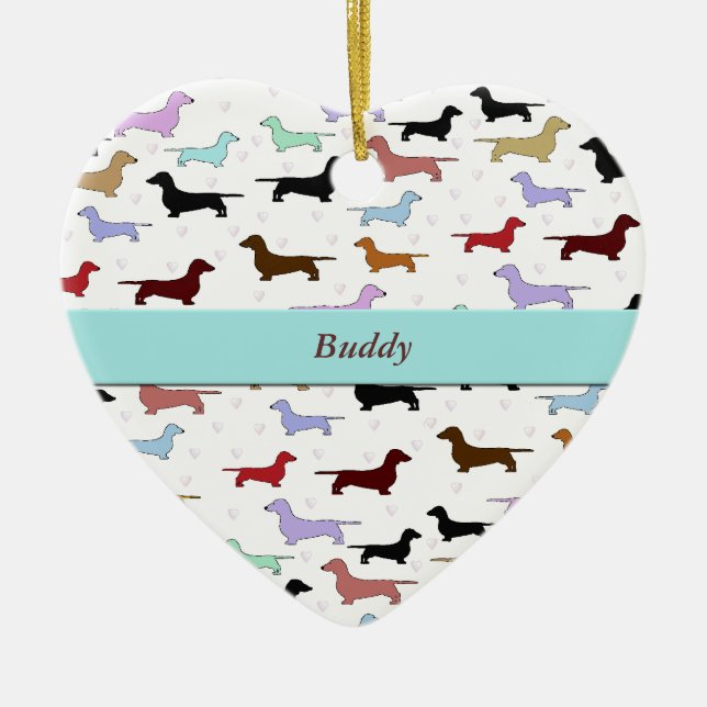 De Cerâmica Ornamento colorido do Dachshund (Frente)