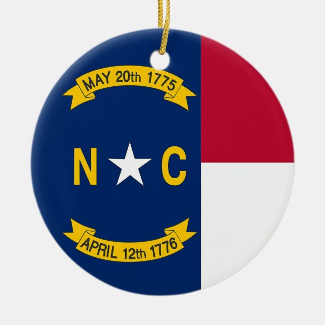 De Cerâmica Ornamento com bandeira da Carolina do Norte (Frente)