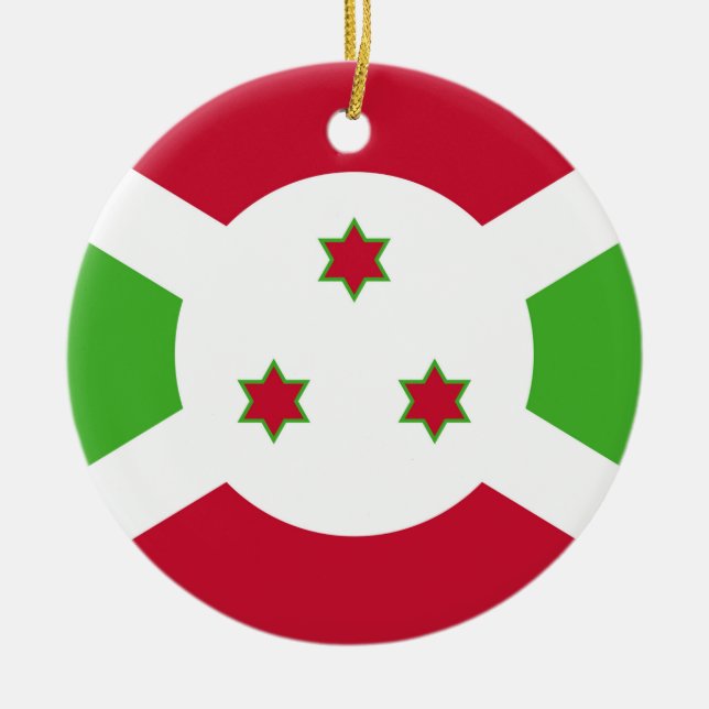 De Cerâmica Ornamento com bandeira do Burundi (Frente)