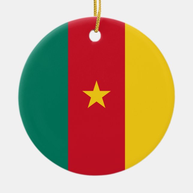 De Cerâmica Ornamento com bandeira dos Camarões (Frente)