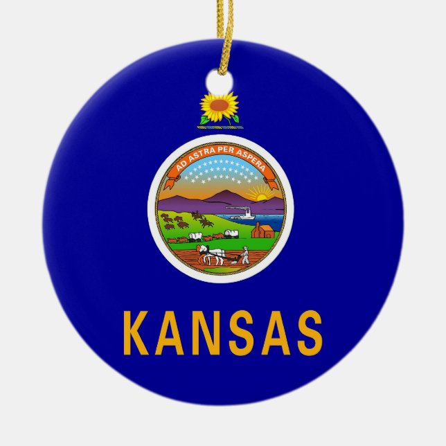 De Cerâmica Ornamento com pavilhão do Kansas (Frente)
