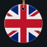De Cerâmica Ornamento com pavilhão do Reino Unido<br><div class="desc">Ilumine a sua época de férias com orgulho britânico usando o nosso Enfeites de natal festivo com a bandeira da União! Dê a sua decoração de férias com o espírito do Reino Unido com o nosso ornamento meticulosamente feito, adornada com o design icônico da bandeira do bandeira do União Jack....</div>