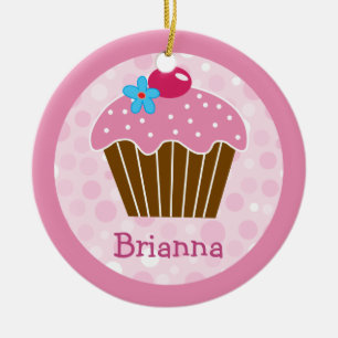 De Cerâmica Ornamento cor-de-rosa doce do cupcake