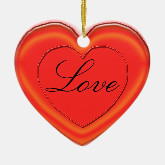 De Cerâmica Ornamento - Coração da Geleia com Nomes (Frente)
