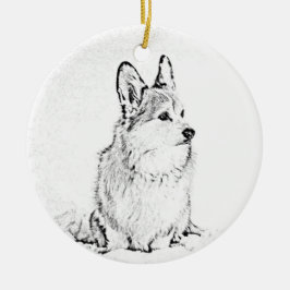 De Cerâmica ornamento Corgi Round