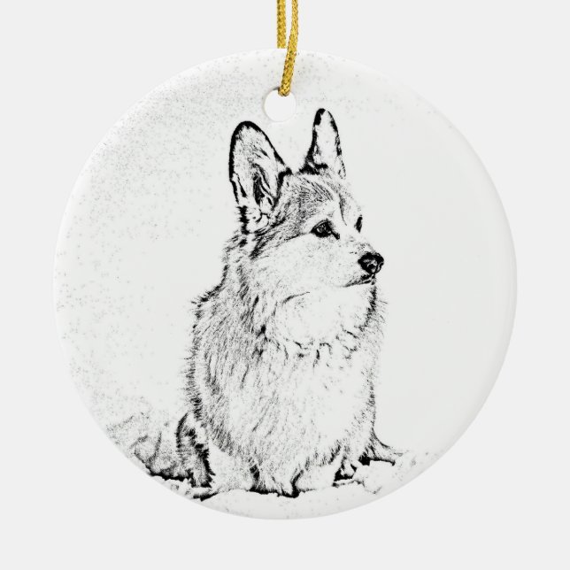 De Cerâmica ornamento Corgi Round (Frente)