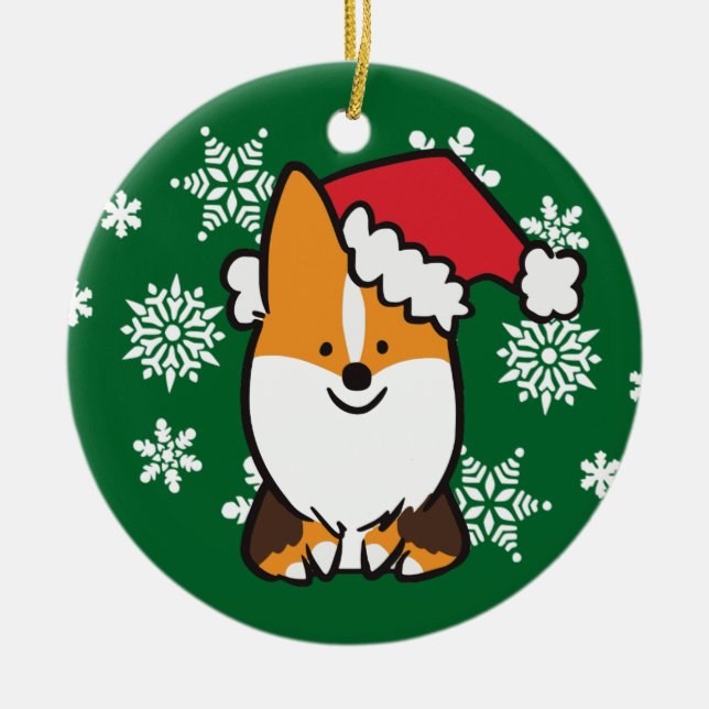 De Cerâmica Ornamento | CorgiThings do Corgi do chapéu do (Frente)