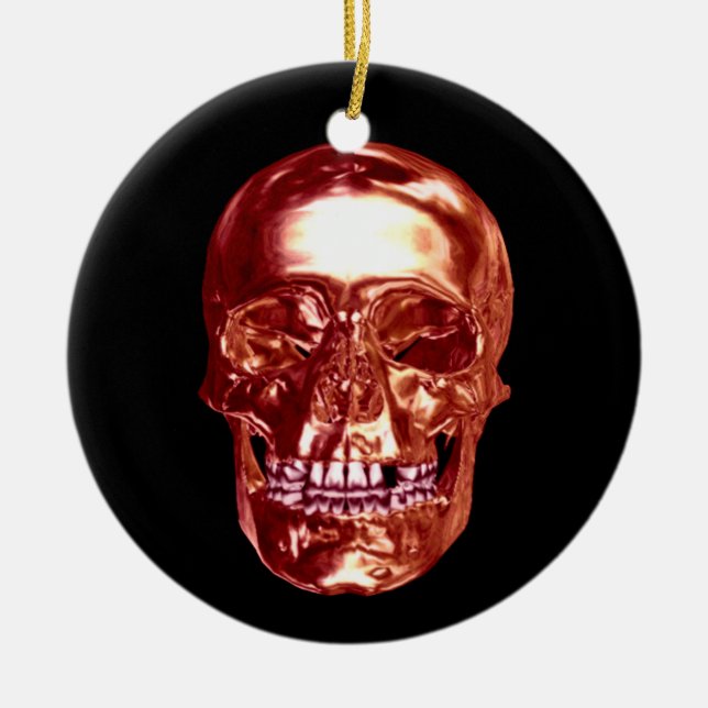 De Cerâmica Ornamento Crânio Vermelho (Frente)