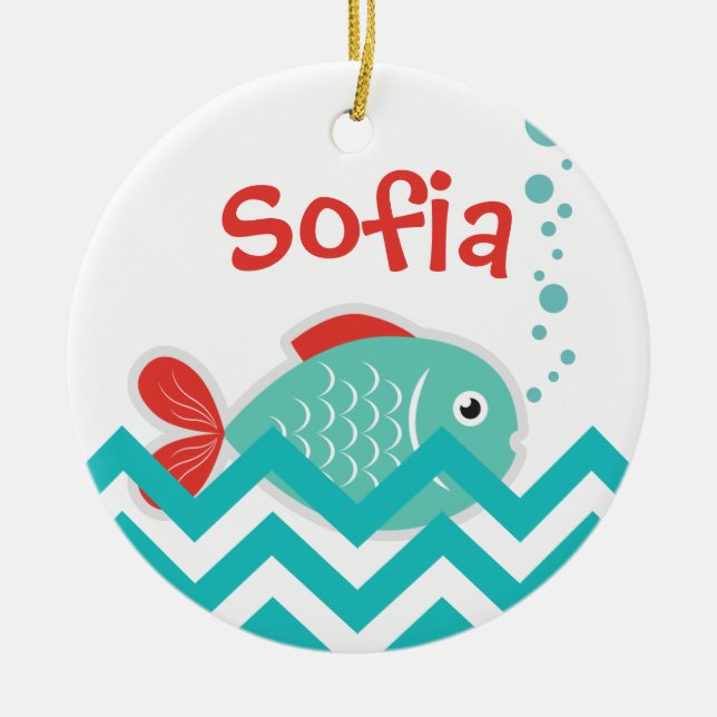 De Cerâmica Ornamento customizável dos "no design dos peixes (Frente)